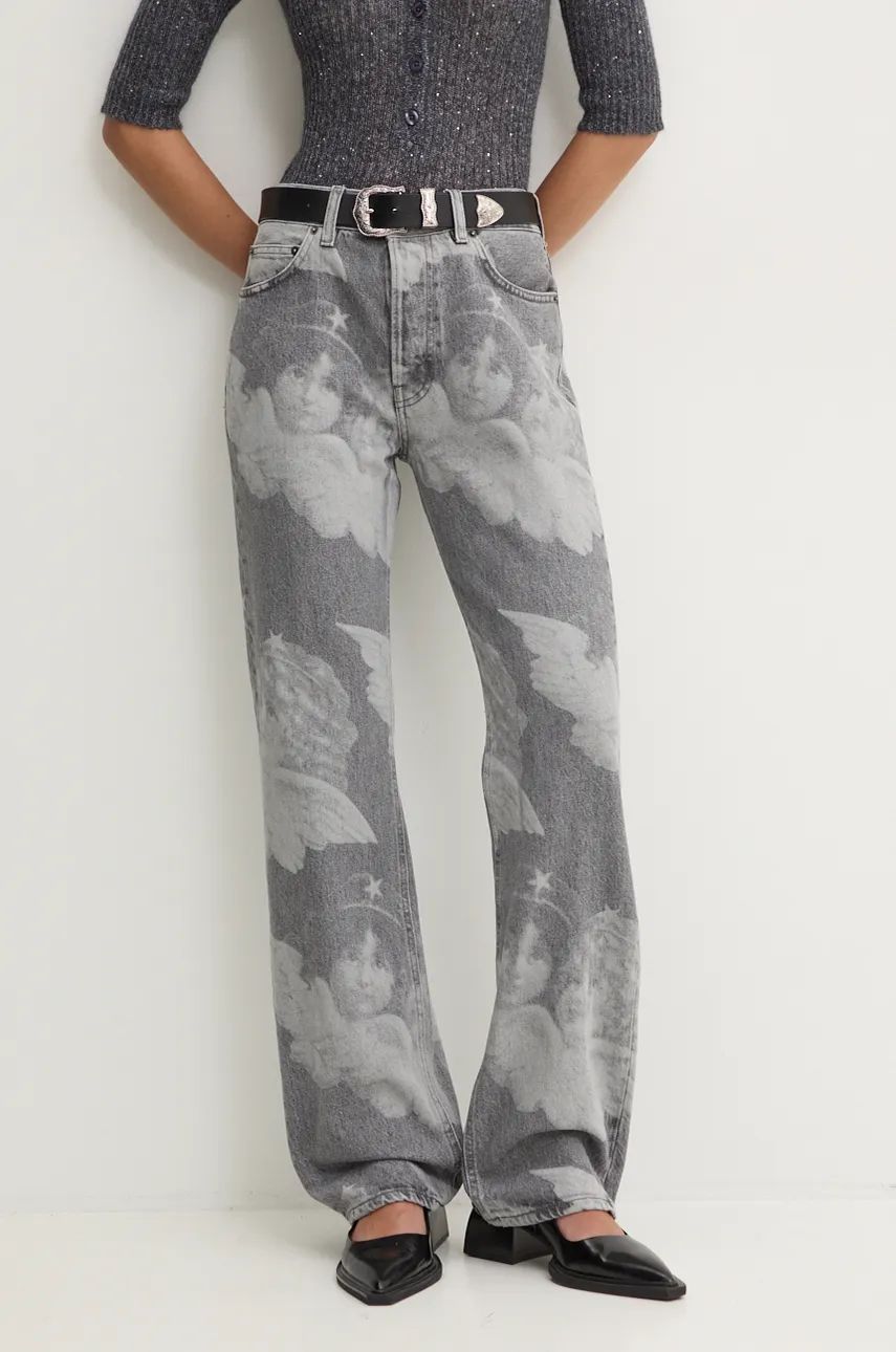 Džínsy Fiorucci High Waist Angel Print Jeans Šedá | U01FMDJE075DN03DN07, 0
