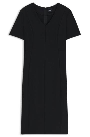Šaty BOSS Stretch Fabric V-Neck Dress Čierna | 50493529, 0