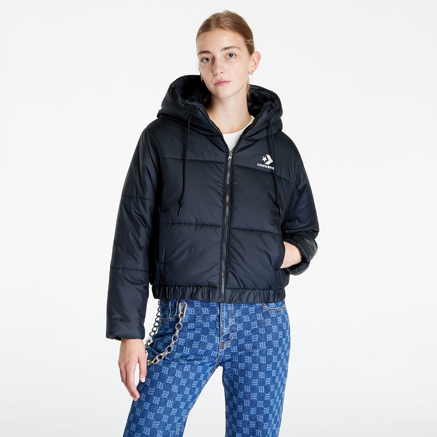 Prešívaná bunda Converse Short Puffer Jacket Čierna | 10023736-A03, 0