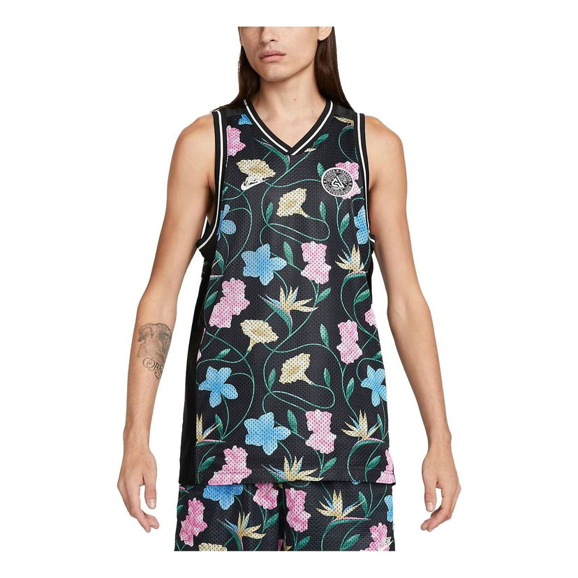 Tielko Nike Floral Print Dri-Fit Basketball Jersey Čierna | FB7026-010