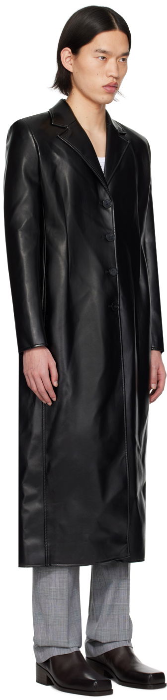Kabáty Coperni Coperni Button Faux-Leather Longline Coat Čierna | COPM20829MEN, 1