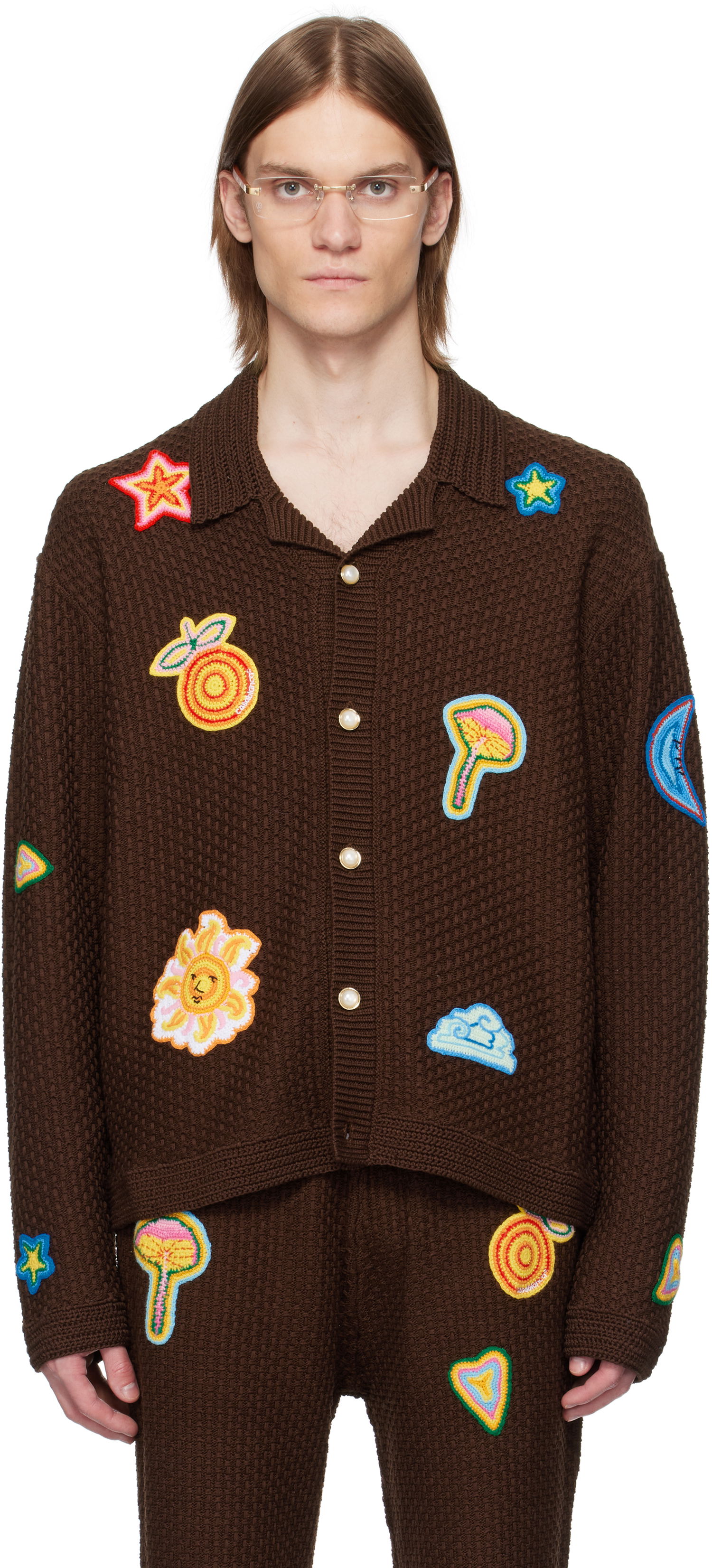 Sveter Casablanca Casablanca Crochet Motif Cardigan Hnedá | MS25-KW-912-01, 0