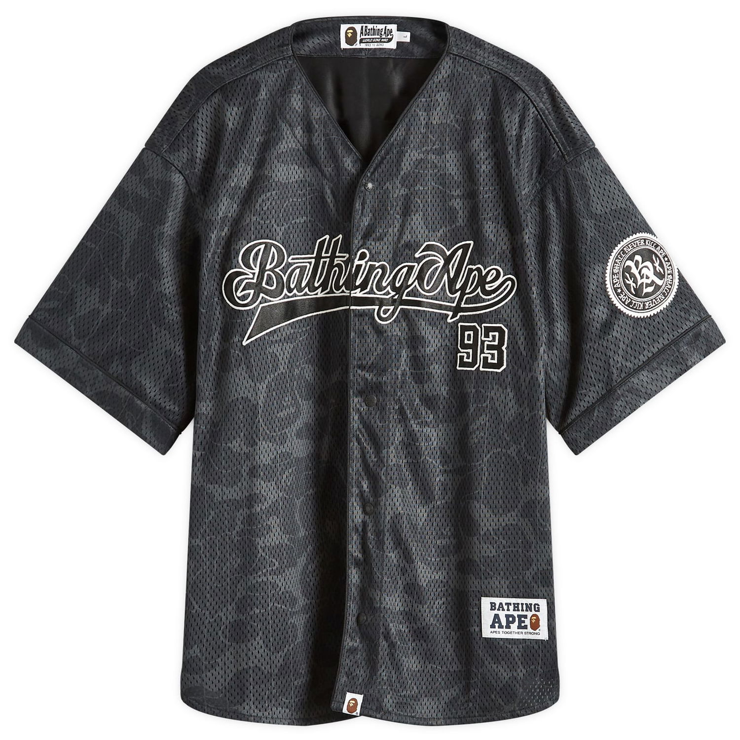 Dres BAPE Bathing Ape Camo Baseball Jersey Čierna | 001SRL301003M-BLK, 1