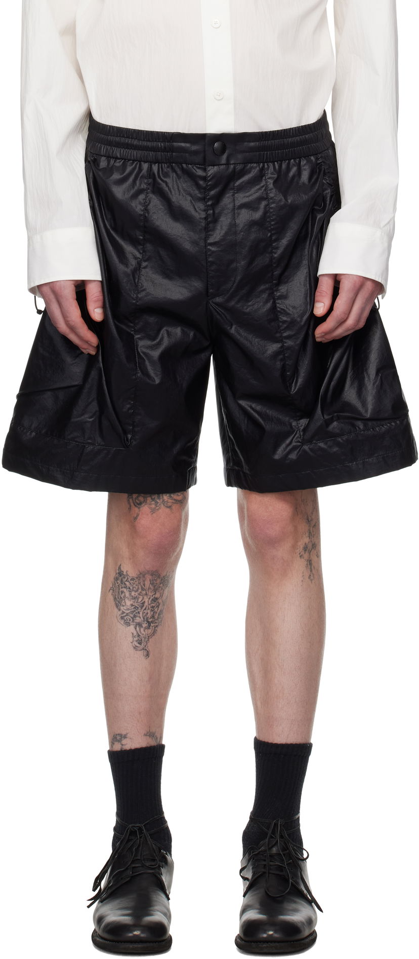 Šortky Solid Homme Solid Homme Coated Shorts Čierna | S251PT93