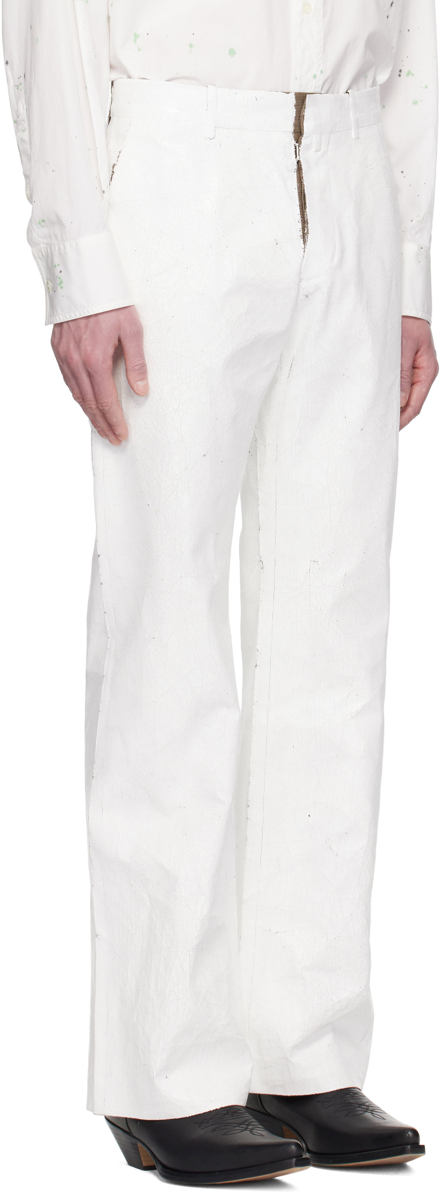Nohavice Maison Margiela MM6 Maison Margiela Painted Trousers Biela | SH2KA0026 M35437, 1