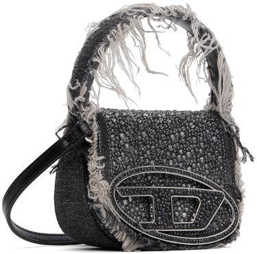 Taška cez rameno Diesel Diesel 1DR XS Fringed Denim Crossbody Bag Čierna | X08709 P6804, 1