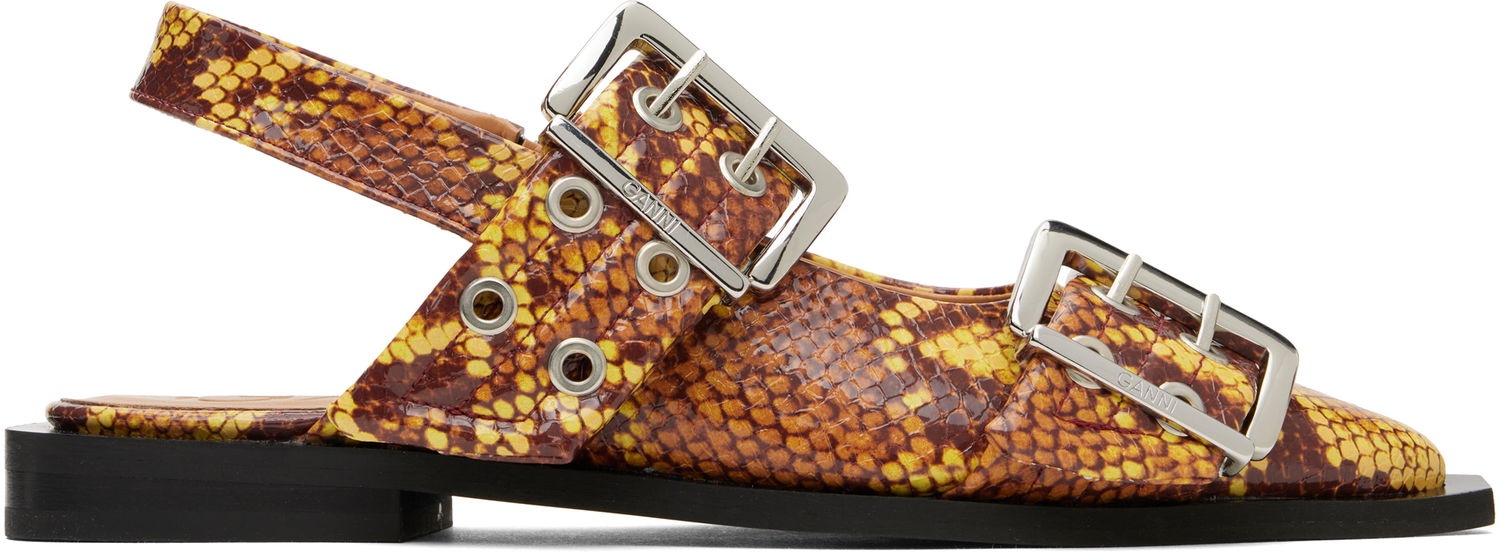 Šaty GANNI GANNI Feminine Buckle Flats Žltá | S2940, 0