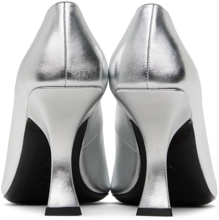 Metallic Leather Pointed-Toe Pumps
