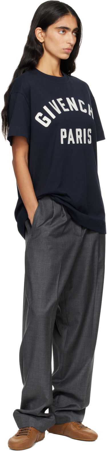 Tričko Givenchy Givenchy Paris Boxy Fit T-shirt Navy | BW70FM3YRS411, 3