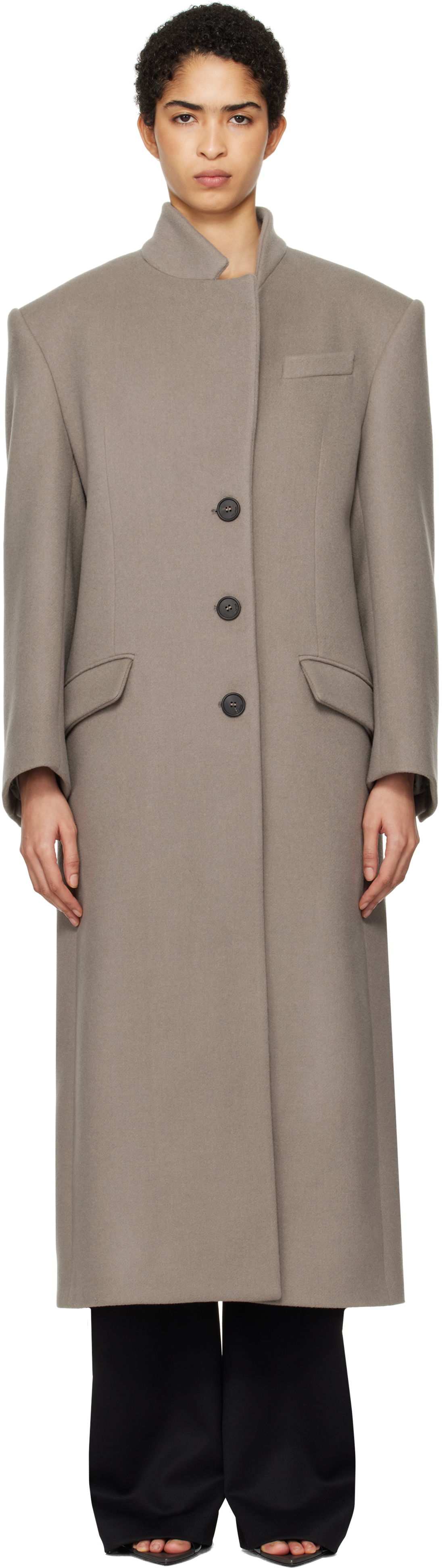Kabáty The Attico Attico Long Coat Šedá | 250WCC00081 WWV058AA, 0