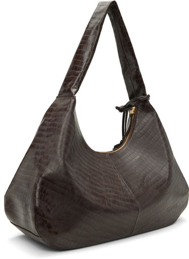 Taška cez rameno GANNI XXL Croc-Effect Hobo Shoulder Bag with Mirror Tag Hnedá | A6801, 2