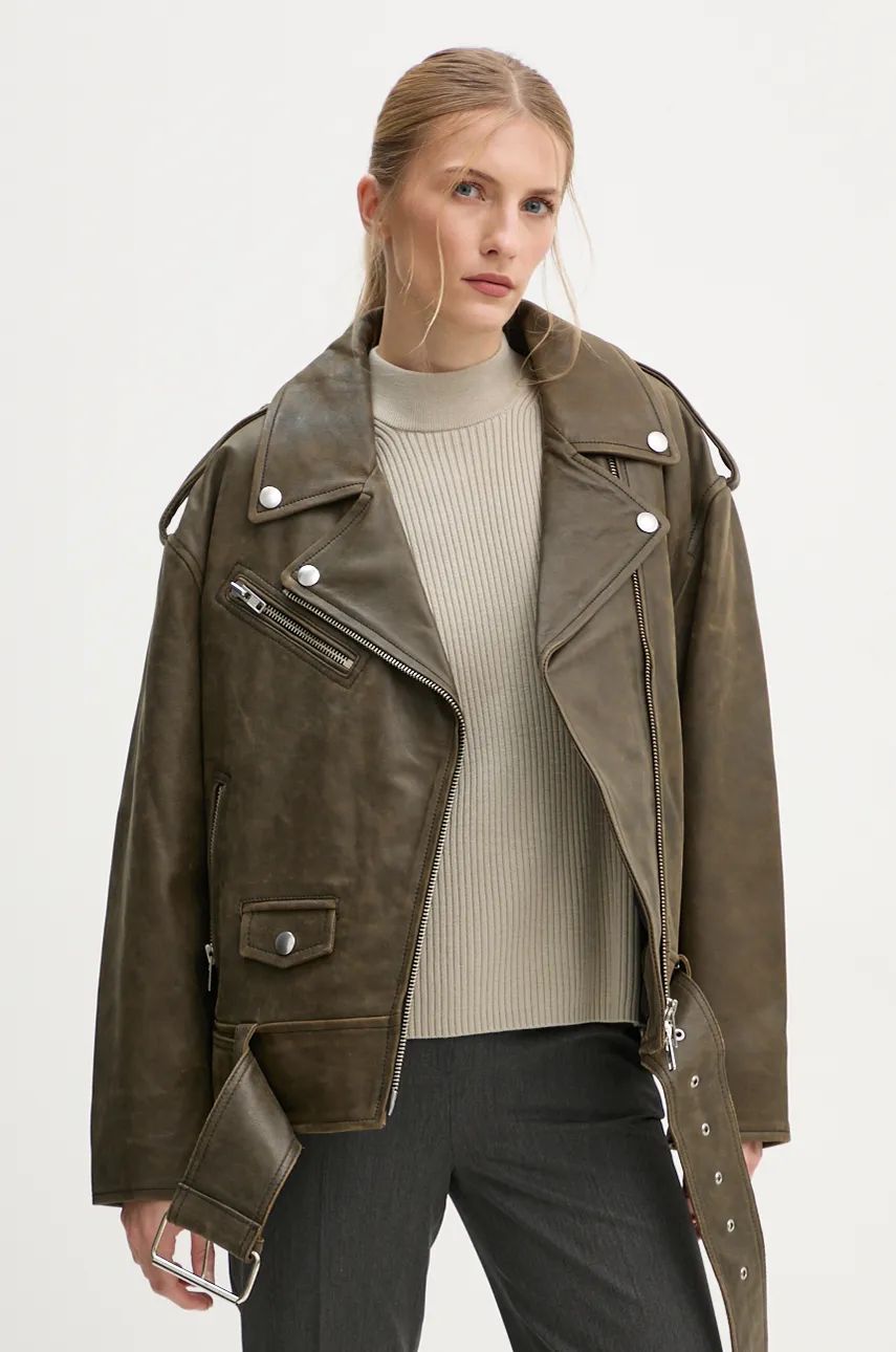 Bunda STAND STUDIO Stand Studio Irene Oversized Leather Jacket Zelené | 62273.7680, 0