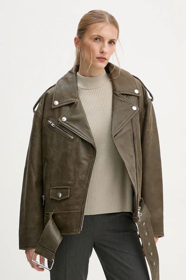Bunda STAND STUDIO Stand Studio Irene Oversized Leather Jacket Zelené | 62273.7680, 0