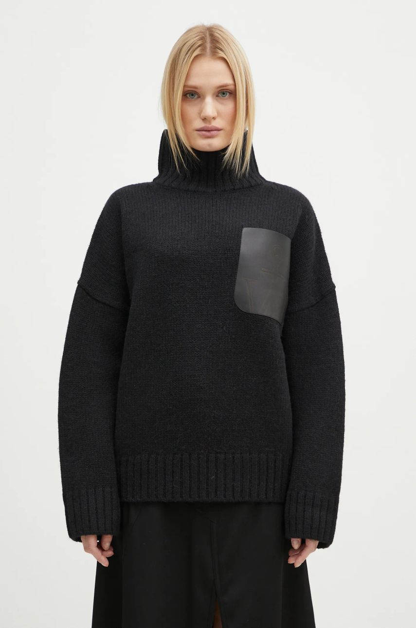 Sveter JW Anderson JW Anderson Leather Patch Pocket Turtleneck Jumper Čierna | KW1292.YN0367.999, 0