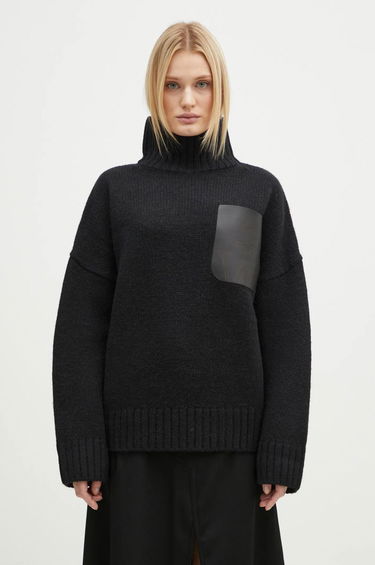 Sveter JW Anderson JW Anderson Leather Patch Pocket Turtleneck Jumper Čierna | KW1292.YN0367.999, 0