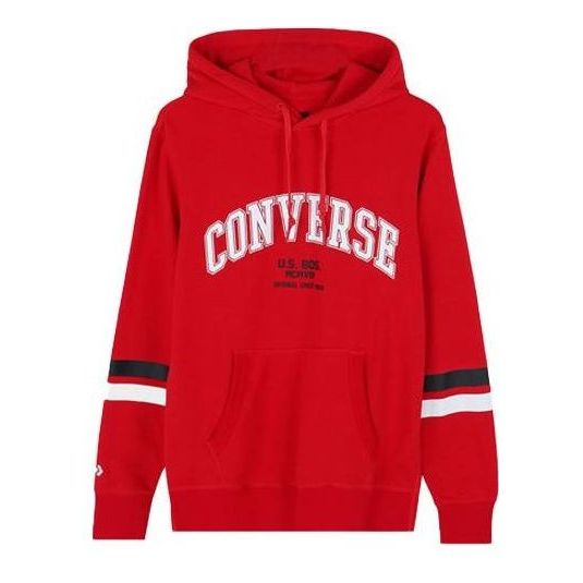 Mikina Converse Converse Men's Collegiate Text Pullover Hoodie Červená | 10017352-A04