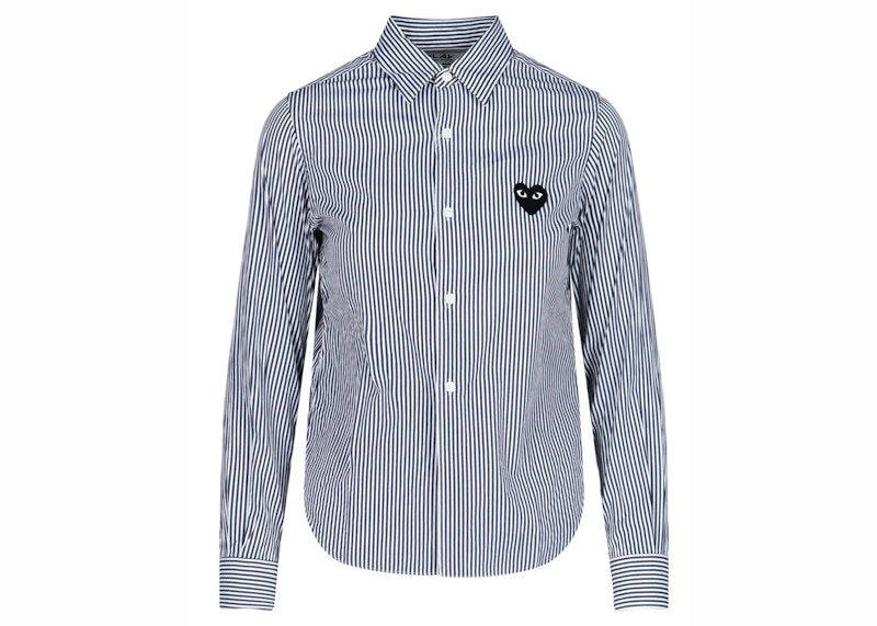 Košeľa Comme des Garçons PLAY Stripe Embroidered Heart Shirt Modrá | P1B017-1