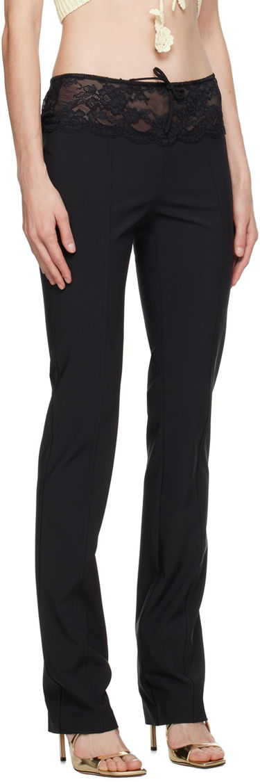 Nohavice Blumarine Slim Fit Lace Waist Trousers Béžová | P422P115A, 4