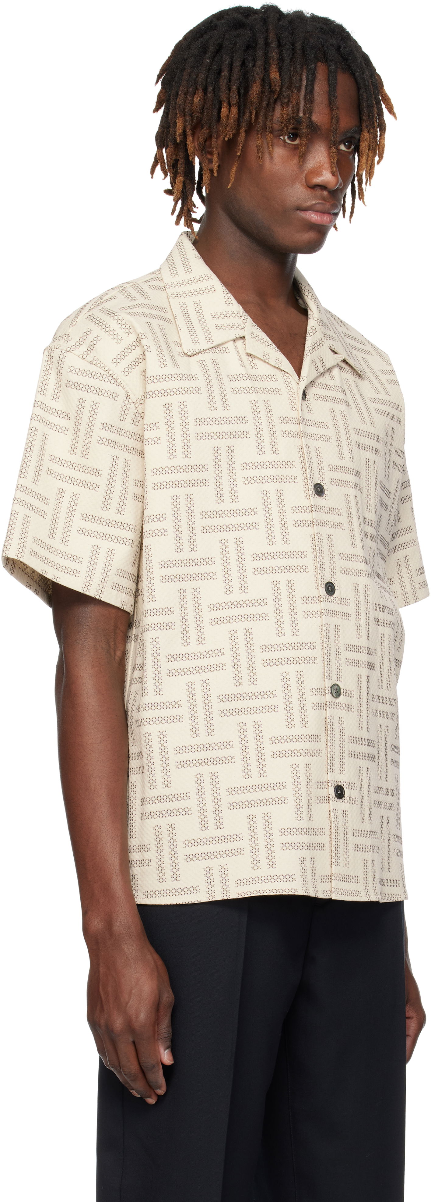 Košeľa KENZO Kenzo Paris 'KENZO Weave' Short Sleeve Shirt Béžová | FF55CH1109JF, 1