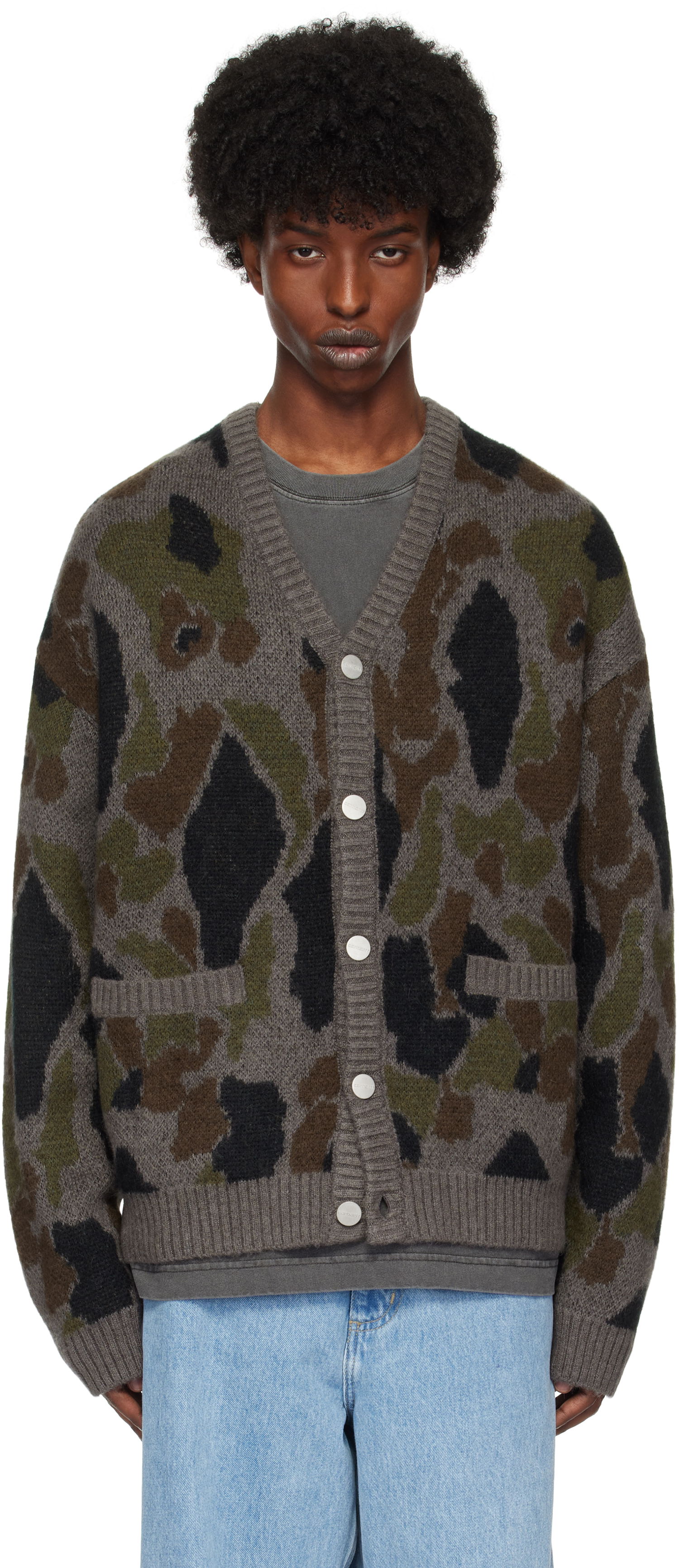 Sveter Carhartt WIP Camouflage Knit Cardigan Šedá | I033914, 0