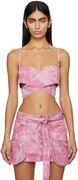 Pink Denim Tie-Front Camisole