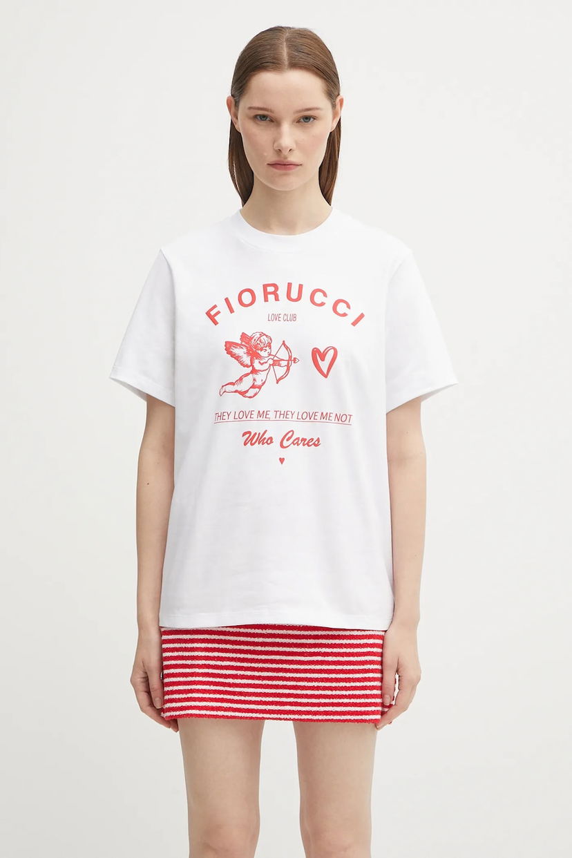 Tričko Fiorucci Fiorucci Cupid Love Club Print Regular Fit T-Shirt Biela | W02FPTSH428CJ01WH01