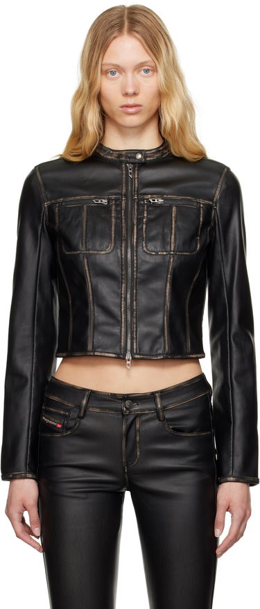 Bunda Diesel G-Lobe Faux-Leather Cropped Jacket Čierna | A16660 0IKAR, 0