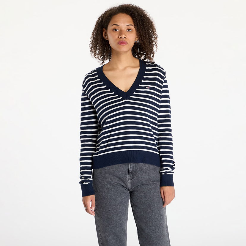 Sveter Tommy Hilfiger Essential Vneck Sweater Blue Modrá | DW0DW18670 0A5