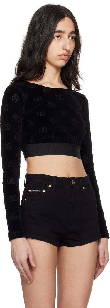 Crop Top Dolce & Gabbana Dolce&Gabbana Jacquard DG Logo Crop Top Čierna | F778LT FJ7DL, 1