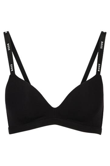Podprsenka BOSS BOSS Stretch-Jersey Triangle Bra with Logo Straps Čierna | 50502739, 0