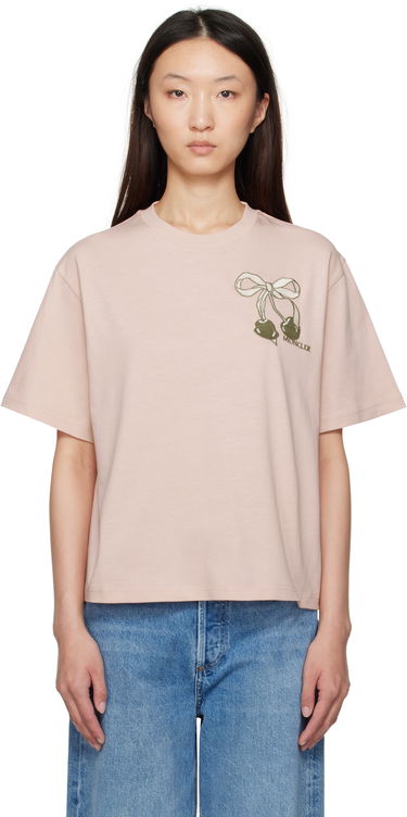Tričko Moncler Moncler Embroidered Cherry Logo Cotton T-Shirt Ružová | K20938C0001189AUG, 0