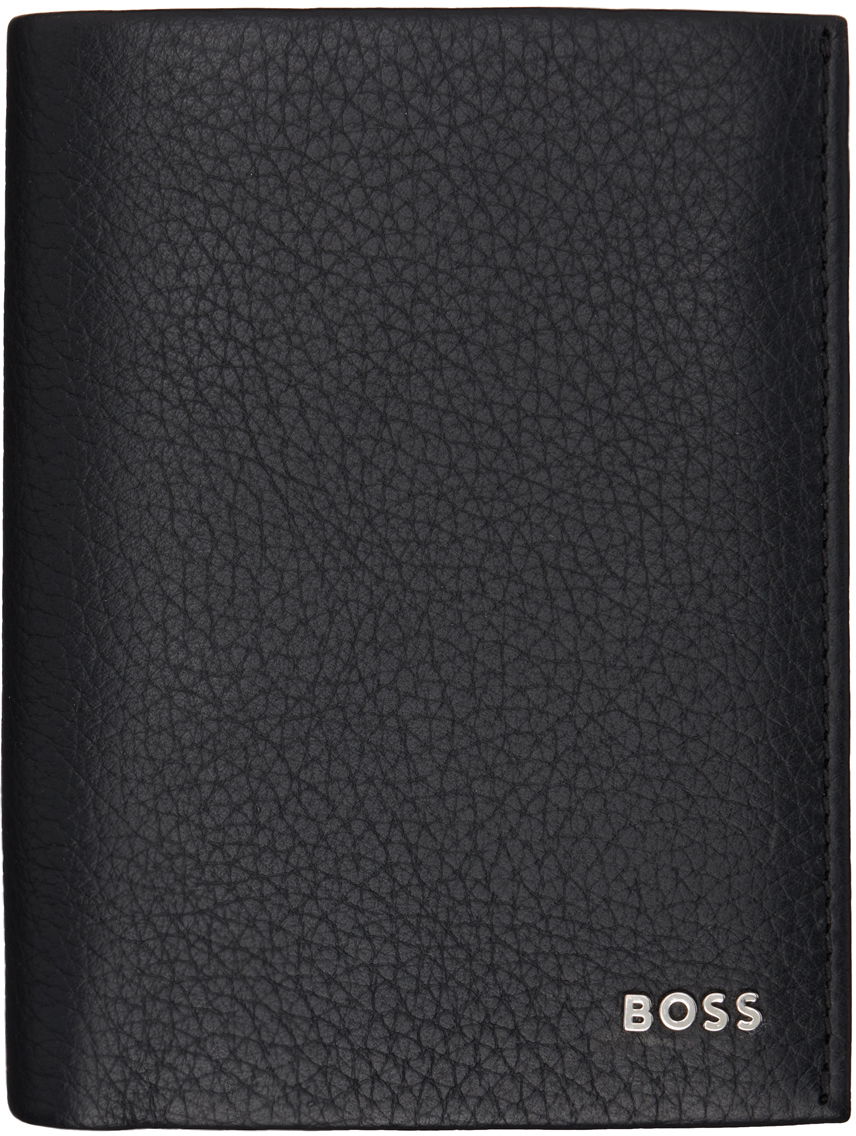 Peňaženka BOSS Black Grained Leather Logo Lettering Wallet Čierna | 50529497, 0
