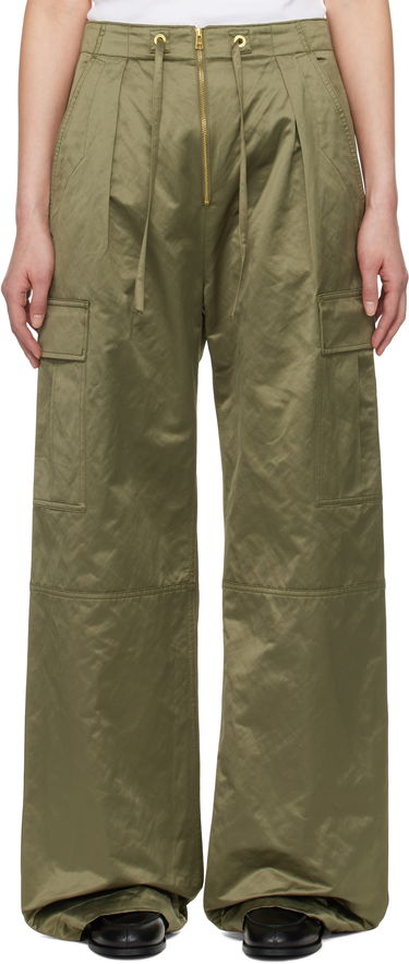 Cargo nohavice AMI AMI Paris Satin Zipped Cargo Trousers Zelené | FTR310.CO0100, 0