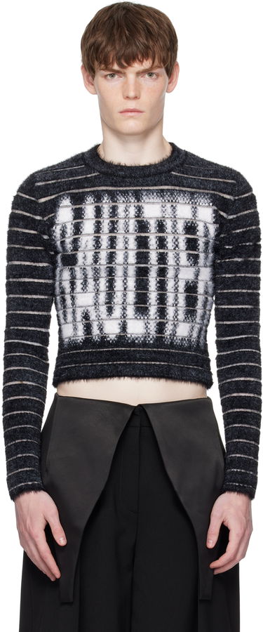 Sveter Jean Paul Gaultier Jean Paul Gaultier Jacquard 'Gaultier' Cropped Sweater Čierna | 25/03-W-PO012-K004-0001, 0