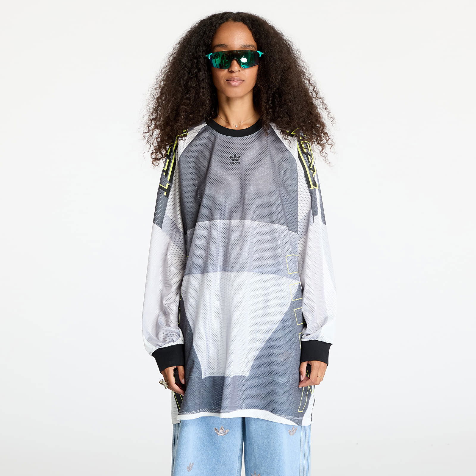 adilenium Oversized Graphic Mesh Long Sleeve Tee