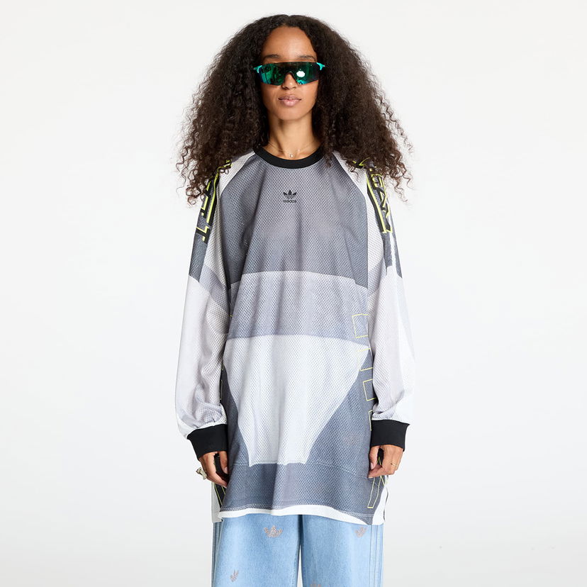 Tričko adidas Originals adilenium Oversized Graphic Mesh Long Sleeve Tee Šedá | JM9274