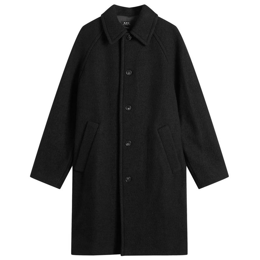 Kabáty A.P.C. Gaston Felted Wool Overcoat Size Small Čierna | WVBEH-H01516-LZZ