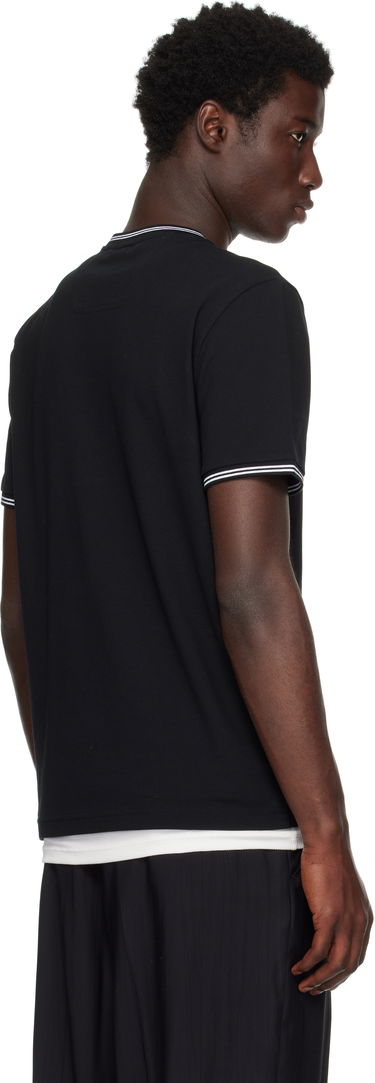 Tričko BOSS Stretch-Cotton T-Shirt with Stripes and BOSS Logo Čierna | 50521245, 3