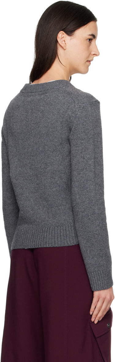 Sveter GANNI Wool Mix Rib Knit Button-Front Cardigan Šedá | K2592, 2