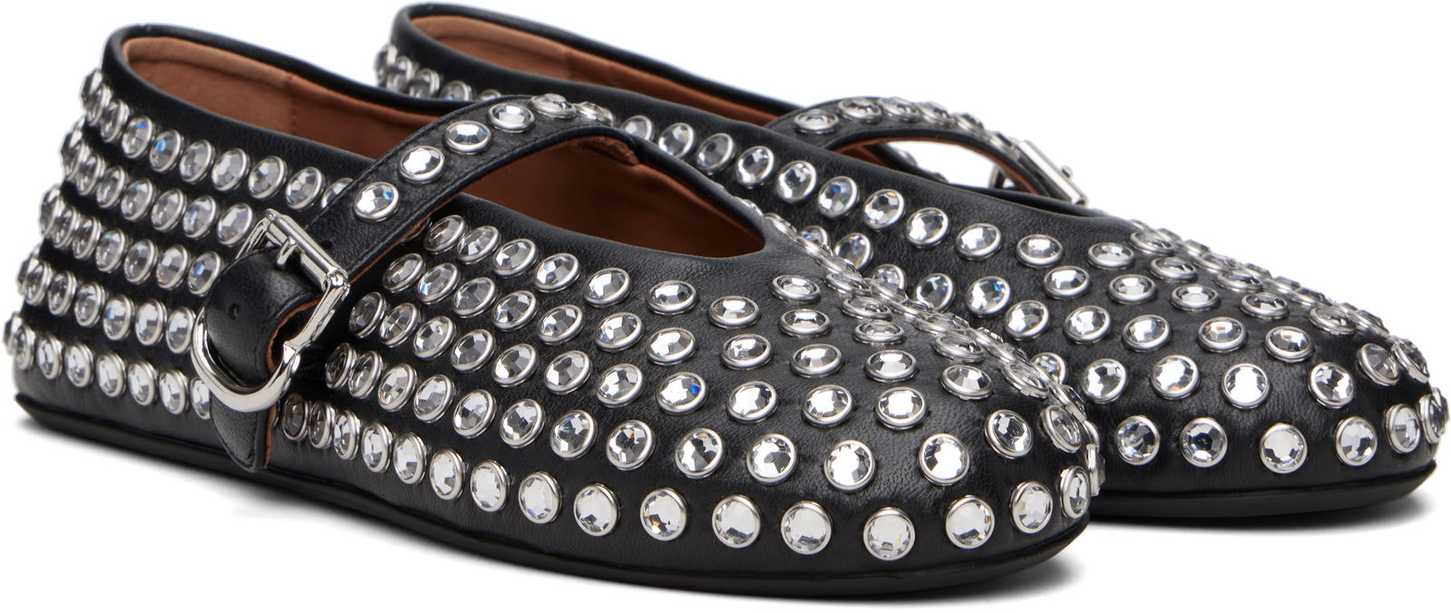 ALAÏA Lambskin Ballerina Flats with Strass
