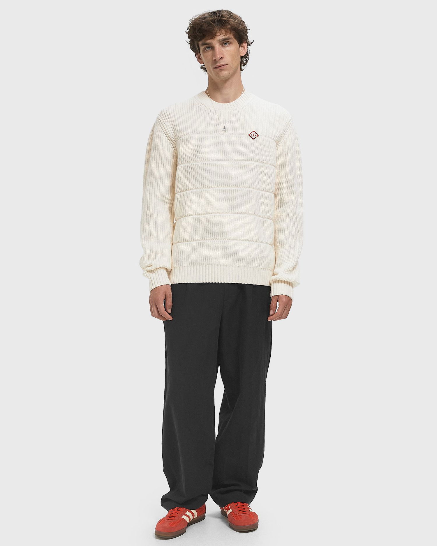 Sveter Casablanca Padded Crewneck Sweater Biela | M-AW25-KW-1047-01, 1