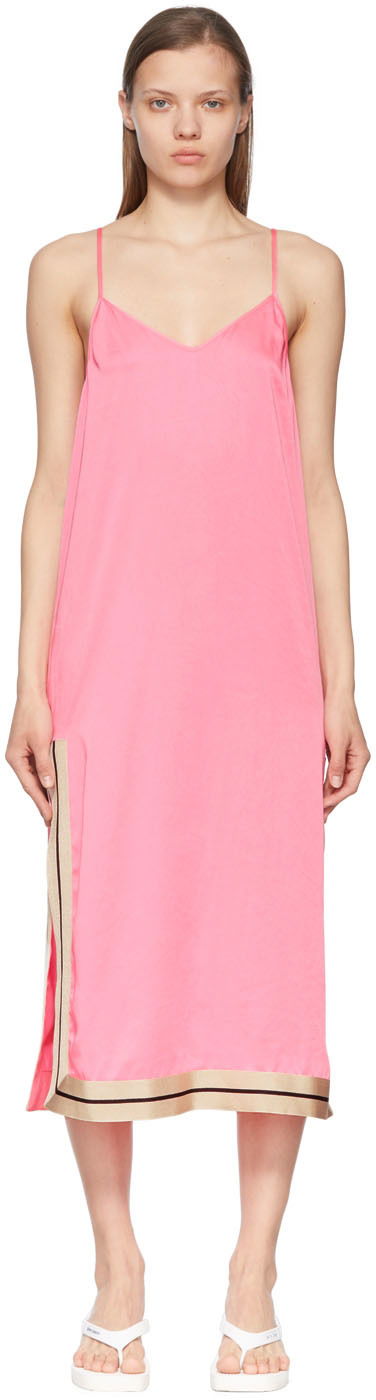Šaty Palm Angels Polyester Midi Slip Dress Ružová | PWDB100S22FAB0013203, 0