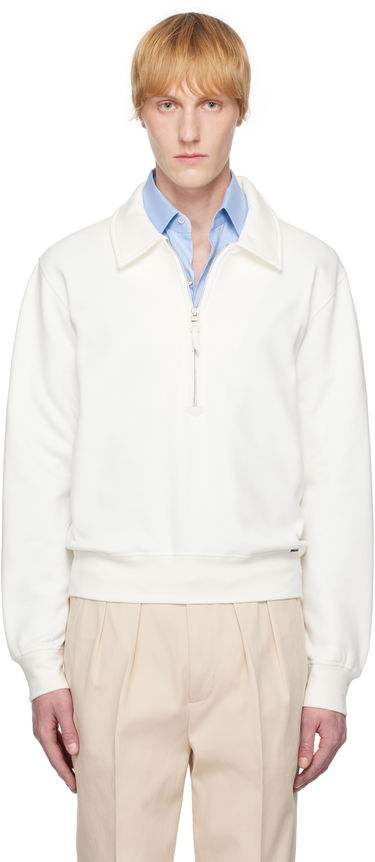 Sveter Tom Ford TOM FORD Cotton Cashmere Zip Rugby Jacket Biela | JEL003-JMC050S25, 0
