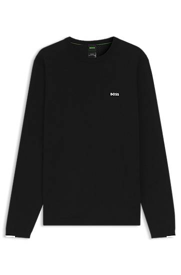 Sveter BOSS Cotton long-sleeved sweater with contrast details Čierna | 50541940