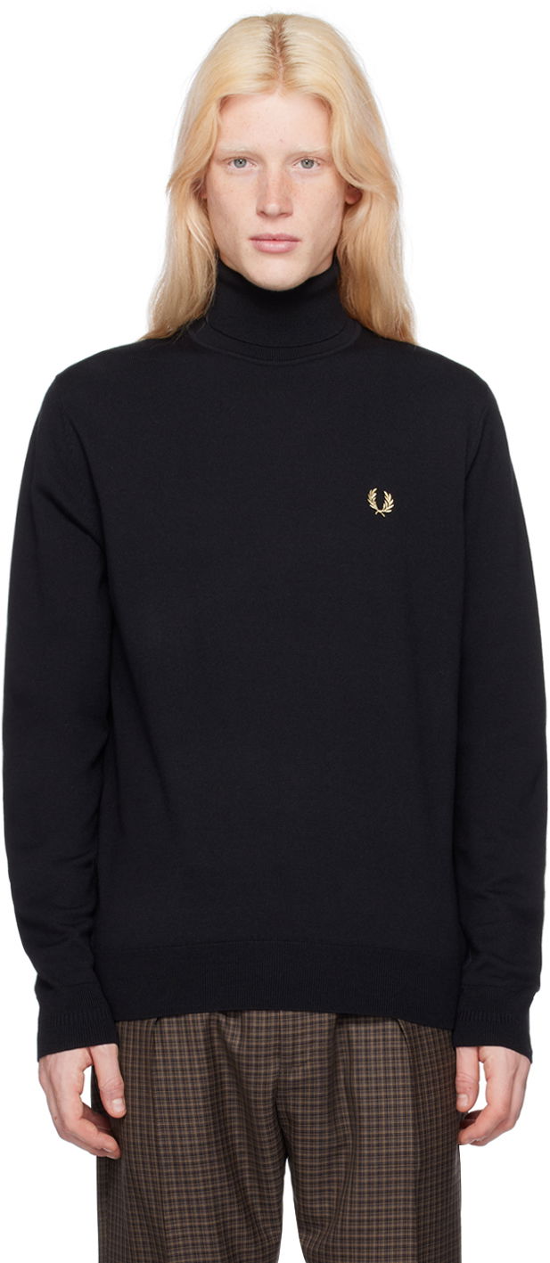 Sveter Fred Perry Embroidered Turtleneck Čierna | K9552-198, 0