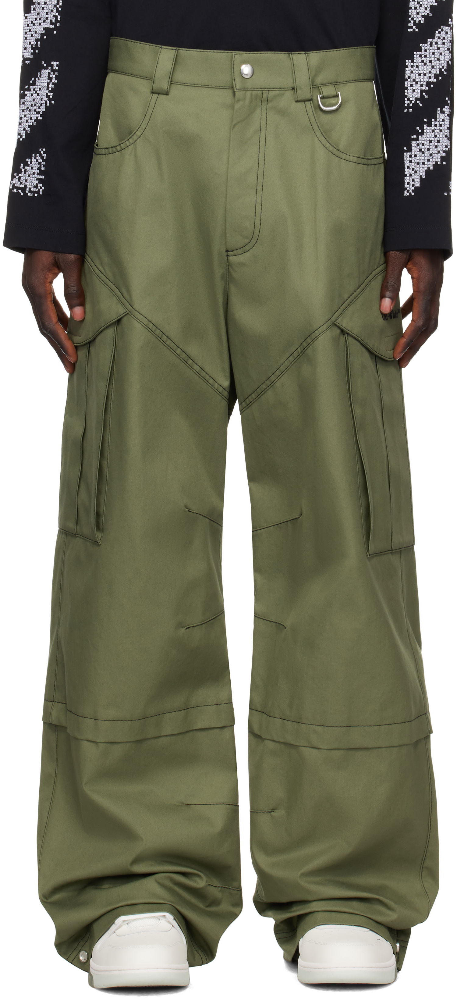 Cargo nohavice Off-White Cotton Cargo Pants Zelené | OMCF042F24FAB0015810, 0