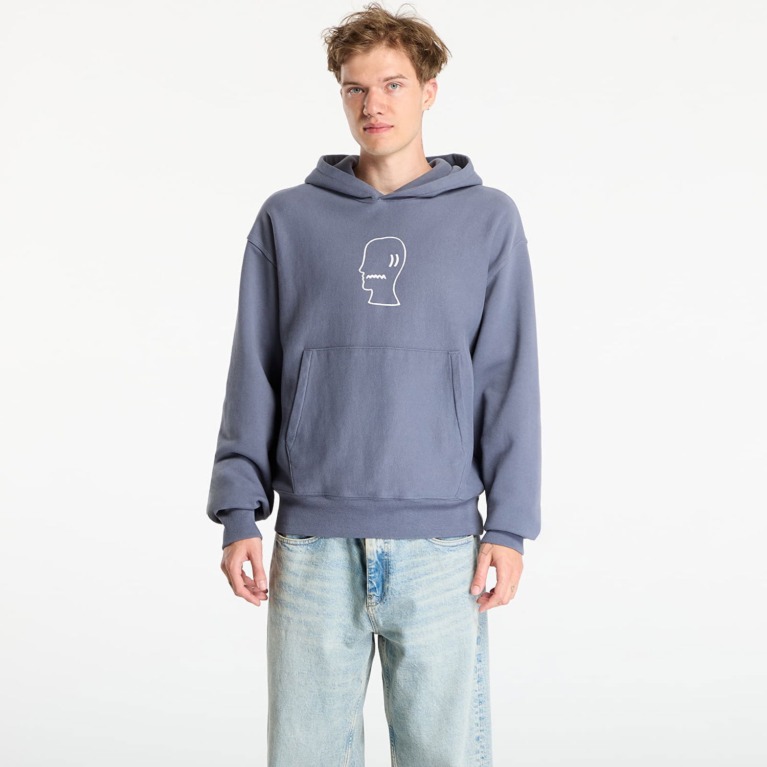 Mikina Brain Dead Logo Head Hoodie Slate Modrá | BDS25T09004821BL05, 0