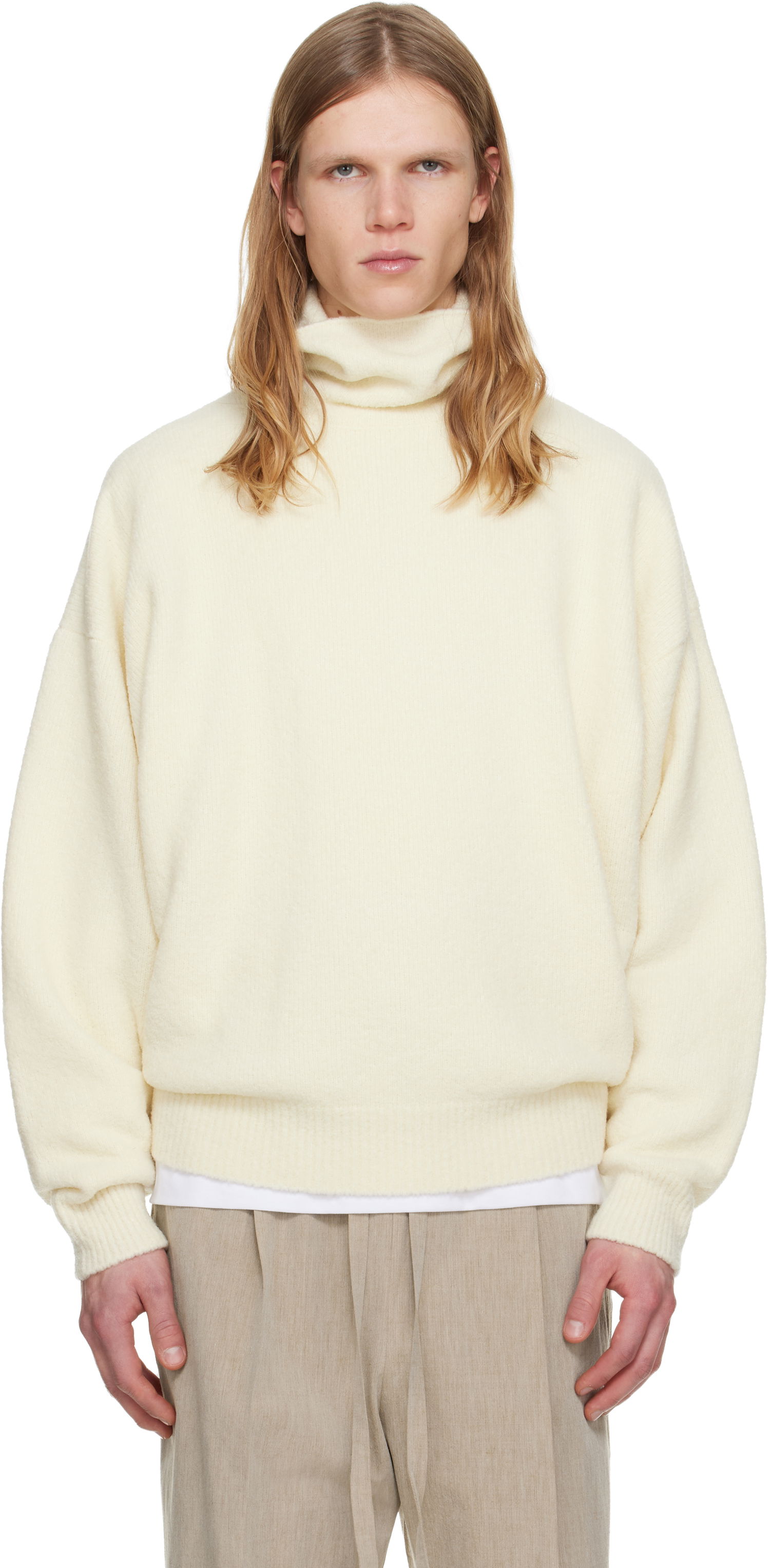Sveter Fear of God Wool Split High Neck Sweater Biela | FG25FW20-209WBO-051, 0