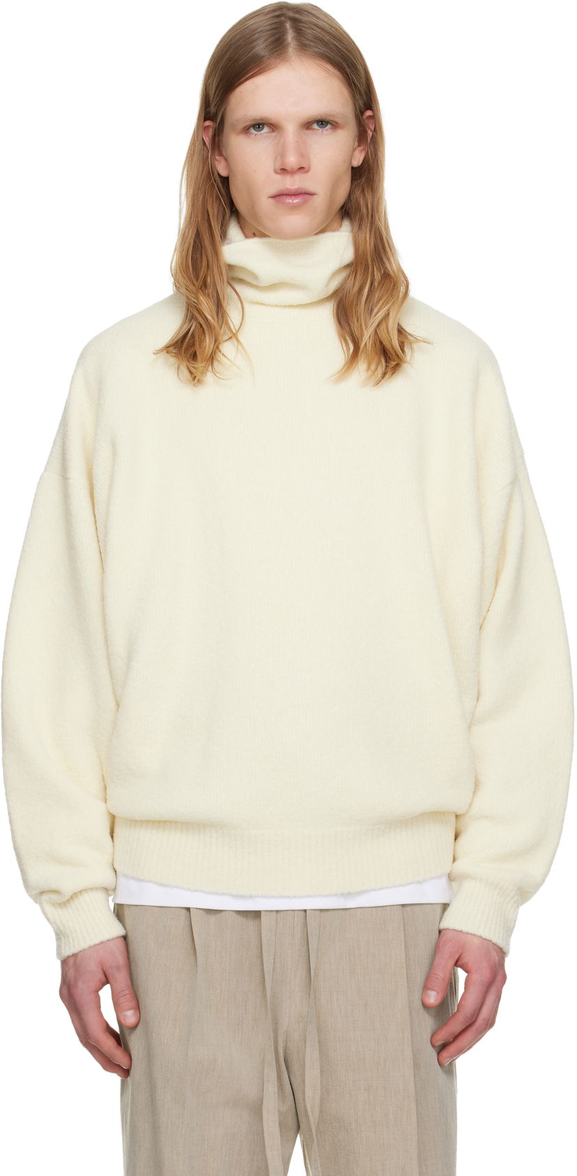Sveter Fear of God Wool Split High Neck Sweater Biela | FG25FW20-209WBO-051
