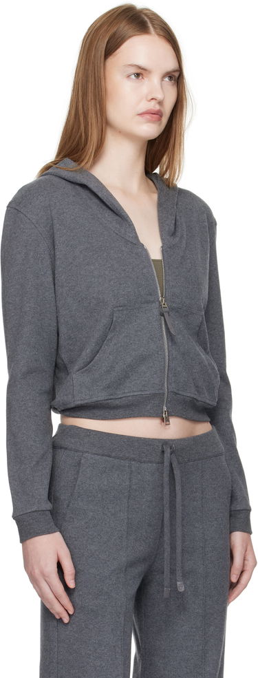 Mikina Tom Ford TOM FORD Peachy Hand Cotton Jersey Zip-Up Hoodie Šedá | FLJ067-JEX173, 1